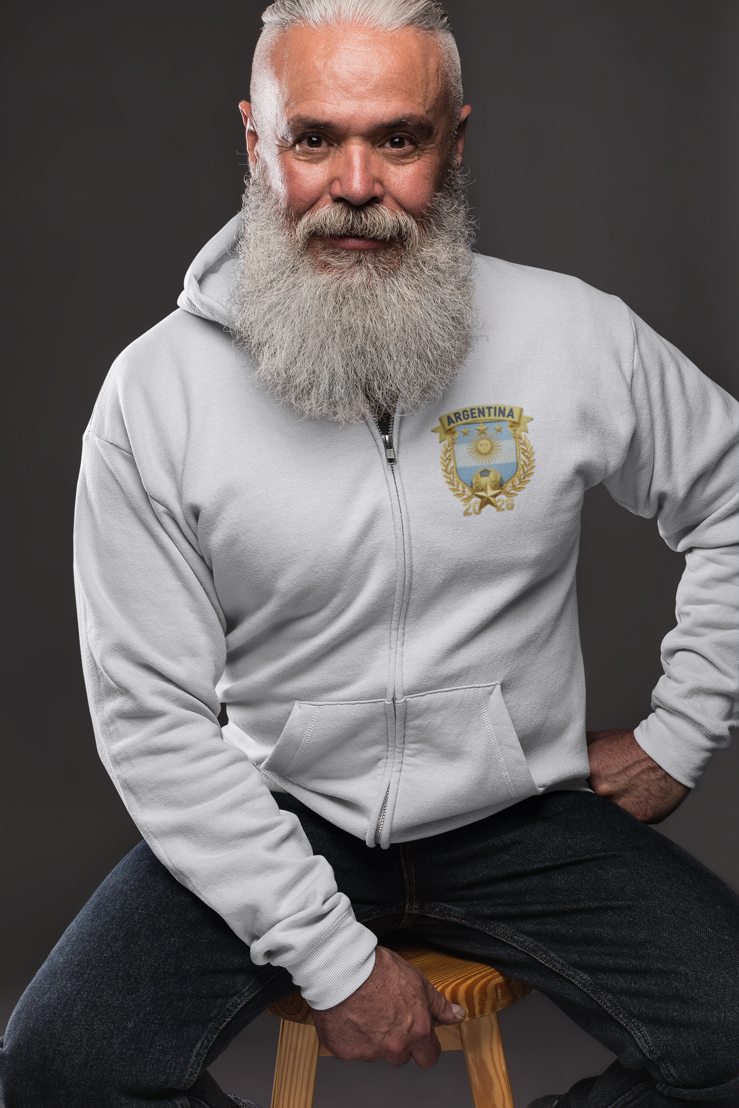 Sudadera Fútbol Nacional Argentina Con Capucha y Cierre - Colección Laureles Dorados 2026