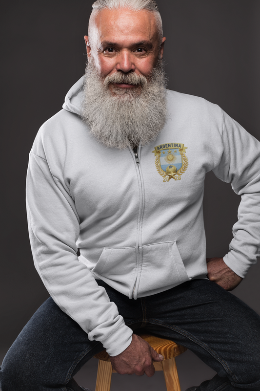 Sudadera Fútbol Nacional Argentina Con Capucha y Cierre - Colección Laureles Dorados 2026