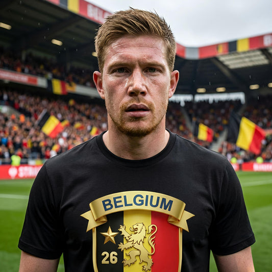 Camiseta Fútbol Nacional Bélgica Balón Negro - Primera Estrella Mundialista